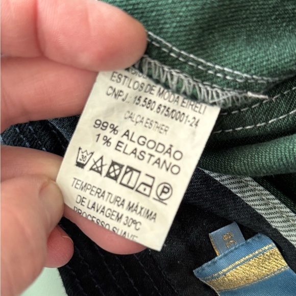 Cruise Designer Womens Tie Waist Green Stone Wash Jeans Size 38 - Picture 10 of 12